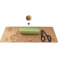 Samarali Groene Yin Yoga Set Moon - Kurk Mat, Bolster & Massagebal - Natuurlijk en Ethisch Geproduceerd