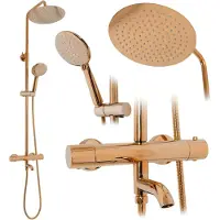 REA - Doucheset Lungo Copper Met Thermostaat - 34,5 x 26,5 x 117 cm