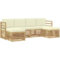 vidaXL Buiten bank set 6 st Wit en crèmekleurig Polyester