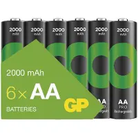 GP Batteries ReCyko Pro B2620V, 2000 mAh, Nikkel-metaalhydride (NiMH), AA, 1,2 V, Zwart, Groen, 6 stuks