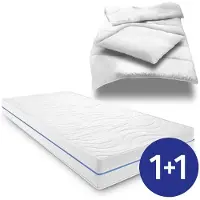 Supportho Ergonomische matras 90x200 cm, 7-zone comfortzone, premium kwaliteit, hoogte 18 cm, hardheid H2/H3 + CloudComfort Basic microvezel beddengoedset: 135 x 200 cm + 80 x 80 cm