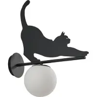 LINDBY Wandlamp buiten Katti Cat, dimbaar, zwart, metaal, Landelijk, Wandlamp buiten