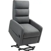 HOMCOM TV-relaxfauteuil met elektrisch hefsysteem, relaxfauteuil met pocketveren, voetenbank, tv-relaxfauteuil met zijvak, afstandsbediening en linnenlook, donkergrijs