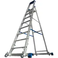 Krause STABILO trap, type "Stufen-Stehleiter", verrijdbaar met dwarsbalk, 8 treden, modelnummer 127327