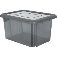 Eda Plastiques Kunststof opbergbox/opbergdoos grijs transparant L58 x B44 x H31 cm stapelbaar - Opbergbox