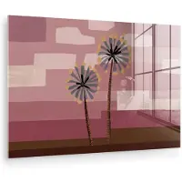 MuchoWow Glasschilderij 30x20 cm - Schilderij acrylglas - Illustratie - Bloemen - Vlakken - Abstract - Foto op glas - Muurdecoratie woonkamer - Wanddecoratie slaapkamer - Schilderijen