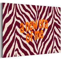 MuchoWow Aluminium schilderij 30x20 cm - Wanddecoratie metaal - New era - Bordeaux - Zebraprint - Metalen muurdecoratie woonkamer - Decoratie industrieel - Foto op dibond - Industriële accessoires slaapkamer