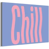 MuchoWow Aluminium schilderij 60x40 cm - Wanddecoratie metaal - Chill - Roze - Blauw - Golvend - Metalen muurdecoratie woonkamer - Decoratie industrieel - Foto op dibond - Industriële accessoires slaapkamer