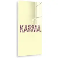 MuchoWow Glasschilderij 60x120 cm - Schilderij acrylglas - Karma - Luipaardprint - Geel - Foto op glas - Muurdecoratie woonkamer - Wanddecoratie slaapkamer - Schilderijen