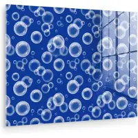 MuchoWow Glasschilderij 40x30 cm - Schilderij acrylglas - Bubbels - Patroon - Blauw - Foto op glas - Muurdecoratie woonkamer - Wanddecoratie slaapkamer - Schilderijen