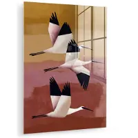 MuchoWow Glasschilderij 120x160 cm - Schilderij acrylglas - Vogels - Snavel - Abstract - Foto op glas - Muurdecoratie woonkamer - Wanddecoratie slaapkamer - Schilderijen