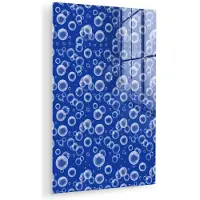 MuchoWow Glasschilderij 120x180 cm - Schilderij acrylglas - Bubbels - Patroon - Blauw - Foto op glas - Muurdecoratie woonkamer - Wanddecoratie slaapkamer - Schilderijen