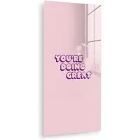 MuchoWow Glasschilderij 60x120 cm - Schilderij acrylglas - You're doing great - Roze - Bubble letters - Foto op glas - Muurdecoratie woonkamer - Wanddecoratie slaapkamer - Schilderijen
