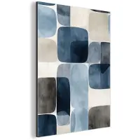 MuchoWow Aluminium schilderij 120x160 cm - Wanddecoratie metaal - Patroon - Blauw - Vierkanten - Metalen muurdecoratie woonkamer - Decoratie industrieel - Foto op dibond - Industriële accessoires slaapkamer