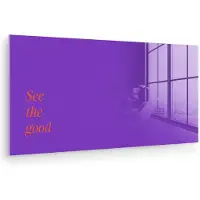 MuchoWow Glasschilderij 80x40 cm - Schilderij acrylglas - See the good - Oranje - Paars - Foto op glas - Muurdecoratie woonkamer - Wanddecoratie slaapkamer - Schilderijen