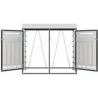 STILVORA Containerberging – Met Plantenbak En Dubbele Vakken – Afmetingen Zie Maattekening – IJzer – Zwart – Voor Tuin En Terras – Afsluitbaar