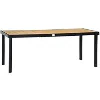 STILVORA Tuintafel - Ruime Eettafel Voor 8 Personen Met Houtlook Blad - Voor Tuin En Terras - Aluminium En Kunststof - 190x90x74 Cm - Natuur Zwart