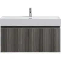 Guido Gusto Badkamermeubel Yuki 100cm mat grijs inclusief wastafel robuust mat wit met kraangat