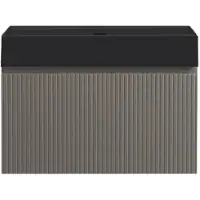 Guido Gusto Badkamermeubel Yuki 80cm mat grijs inclusief wastafel robuust mat zwart zonder kraangat
