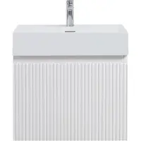 Guido Gusto Badkamermeubel Yuki 60cm mat wit inclusief wastafel robuust mat wit met kraangat