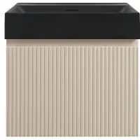 Guido Gusto Badkamermeubel Yuki 60cm mat beige inclusief wastafel robuust mat zwart zonder kraangat