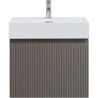 Guido Gusto Badkamermeubel Yuki 60cm mat grijs inclusief wastafel robuust mat wit met kraangat