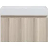 Guido Gusto Badkamermeubel Yuki 80cm mat beige inclusief wastafel robuust mat wit zonder kraangat