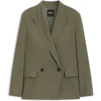 BOSS Regular-fit blazer van stretchcrêpe met krijtstrepen Maat 38