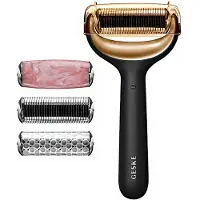 GESKE slimme app-gestuurde gezichts- en lichaamsroller met micronaaldjes 9-in-1 zwart 4 st.