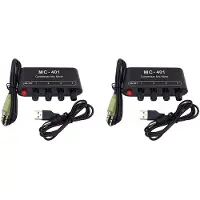 Melitt 2X Nieuwe Audio Mixer Condensator Microfoon Mixer Vier-In-één Microfoon Versterker voor Computer Mobiele Telefoon Geluidskaart