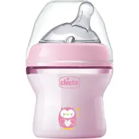 Chicco Natural Feeling Anticolic fles 0 maanden + 150 ml, fles met zuiger van zachte en flexibele siliconen, geschikt voor gemengde borstvoeding, langzame doorstroming, kleur roze 0+ maanden