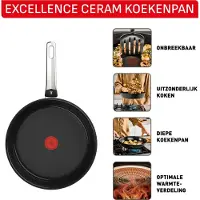 Tefal G2070423 koekenpan Excellence Ceram zwart - keramische coating - Thermo-Spot - 24 cm