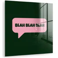 MuchoWow Glasschilderij 50x50 cm - Schilderij acrylglas - Tekstwolk - BLAH BLAH BLAH - Roze - Foto op glas - Muurdecoratie woonkamer - Wanddecoratie slaapkamer - Schilderijen