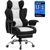 GTPLAYER Gaming Stoel, Gamer Stoel, Ergonomische bureaustoel met voetsteun, verstelbare lendensteun en hoofdkussen, beklede gaming stoel, gaming fauteuil