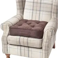 Homescapes Comfortabel fauteuilkussen met velours bekleding - bruin zitkussen, 50 x 50 cm