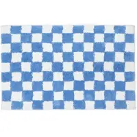 Homescapes antislip badmat blauw en wit met dambordpatroon, 50 x 80 cm