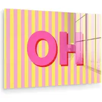 MuchoWow Glasschilderij 90x60 cm - Schilderij acrylglas - Tekst - Strepen - Roze - Foto op glas - Muurdecoratie woonkamer - Wanddecoratie slaapkamer - Schilderijen