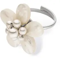 Purelei Ring 'Pearly Flower' zilver / parelwit