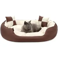 Lionto Kattenbed 4-in-1 design met speelkussens, 85x70 cm bruin/beige