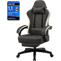 GTPLAYER - Gaming Stoel - Kunstleer met Federsitz en Voetensteun 150kg - Grijs