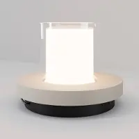 Maytoni Lantra LED tafellamp op zonne-energie, wit, hoogte 10 cm, IP44, met dimmer Lantra, dimbaar, wit / opaal, Woon-/ Eetkamer, Kunststof, Modern
