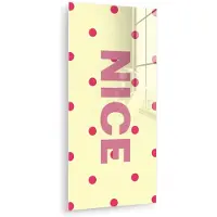 MuchoWow Glasschilderij 20x40 cm - Schilderij acrylglas - Nice - Stippen - Roze - Geel - Foto op glas - Muurdecoratie woonkamer - Wanddecoratie slaapkamer - Schilderijen