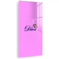 MuchoWow Glasschilderij 20x40 cm - Schilderij acrylglas - Diva - Lip - Panterprint - Roze - Foto op glas - Muurdecoratie woonkamer - Wanddecoratie slaapkamer - Schilderijen