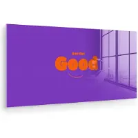 MuchoWow Glasschilderij 40x20 cm - Schilderij acrylglas - See the good - Oranje - Paars - Smiley - Foto op glas - Muurdecoratie woonkamer - Wanddecoratie slaapkamer - Schilderijen