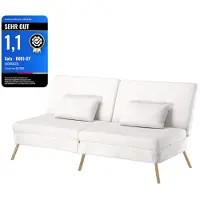 COMHOMA slaapbank met slaapfunctie, uitslaapbank, bedbank, hoekbank, bank als gastbed, 3-zitsbank, met verstelbare rugleuning bekleed met teddy stof