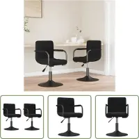 The Living Store : Eetkamerstoelen, 2 stuks, draaibaar, zwart, fluweel