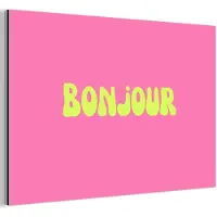 MuchoWow Aluminium schilderij 30x20 cm - Wanddecoratie metaal - Roze - Groene bonjour - Organisch - Metalen muurdecoratie woonkamer - Decoratie industrieel - Foto op dibond - Industriële accessoires slaapkamer