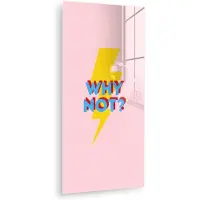 MuchoWow Glasschilderij 60x120 cm - Schilderij acrylglas - Why not - Bliksem - Roze - Foto op glas - Muurdecoratie woonkamer - Wanddecoratie slaapkamer - Schilderijen