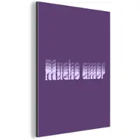 MuchoWow Aluminium schilderij 30x40 cm - Wanddecoratie metaal - Mucho amor - Paars - Grafisch - Metalen muurdecoratie woonkamer - Decoratie industrieel - Foto op dibond - Industriële accessoires slaapkamer