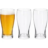 Excellent houseware Bierglazen - set 3x - 550 ml - half hoog model - glas - 8 x 15 cm - Pils - helder transparant